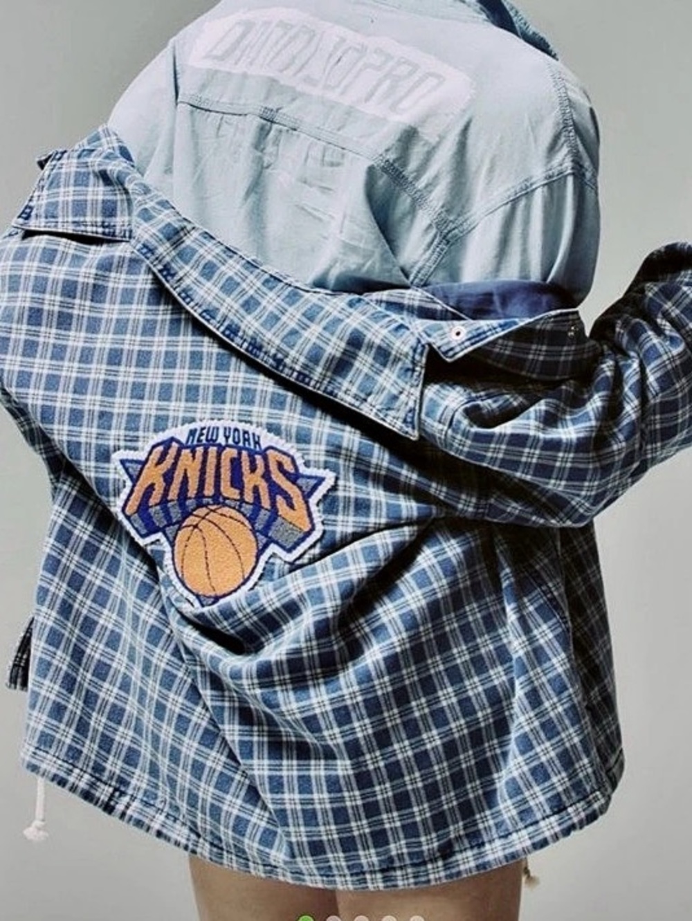 DANNIJOPRO The Coaches Jacket - Knicks Women's Blue & White Plaid Jacket